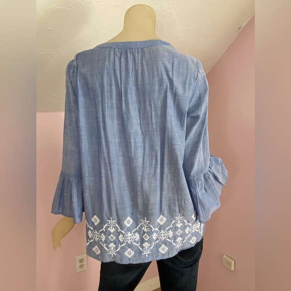 LOFT Embroidered Boho Ruffle Sleeved Top - Picture 5 of 15
